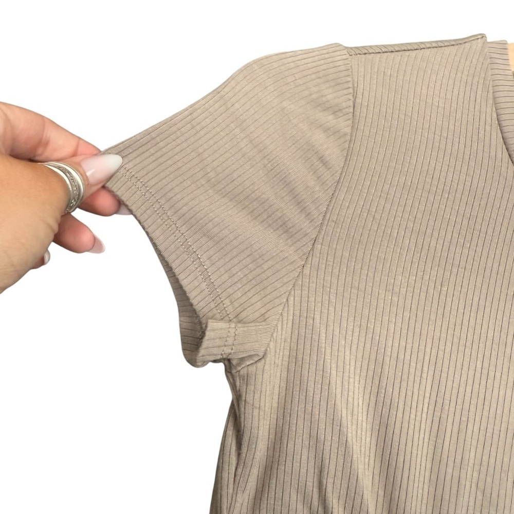Garage Tan Ruched Crop Top - Picture 2 of 5